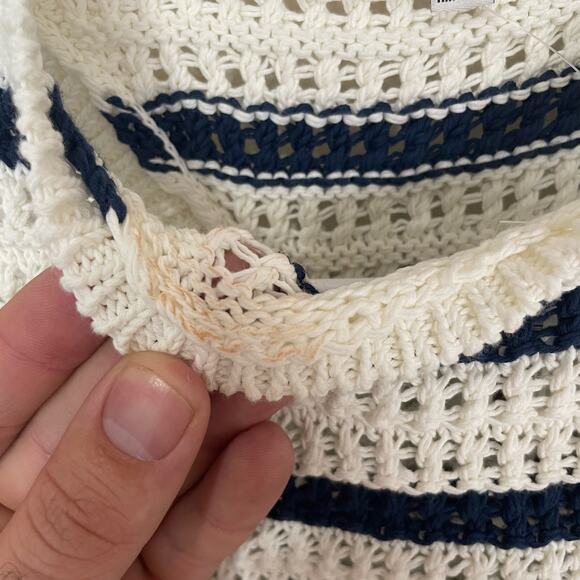 Madewell Crochet Knit Crew Neck 100% Cotton Sweater Tunic Top US Women's S New - Picture 6 of 7